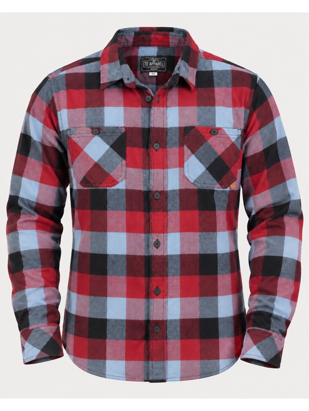 TD Apparel Tombstone Flannel Shirt Mens M Red Blue Plaid Tactical Stretch EDC
